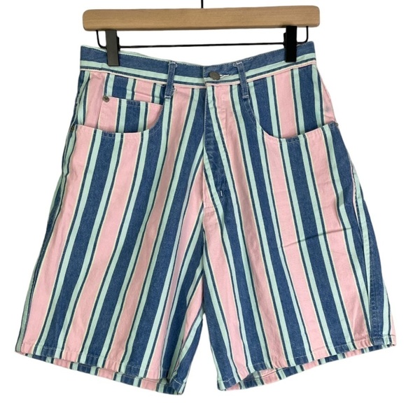 Vintage Pants - Vintage 90’s Memphis Women’s Striped Shorts